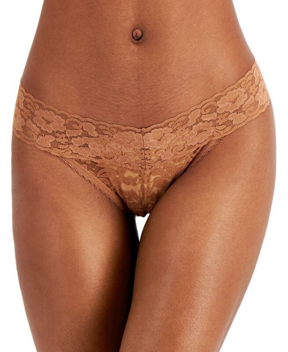 I.n.c. International Concepts Lace Thong Carob Brownie, Nylon/Spandex, L